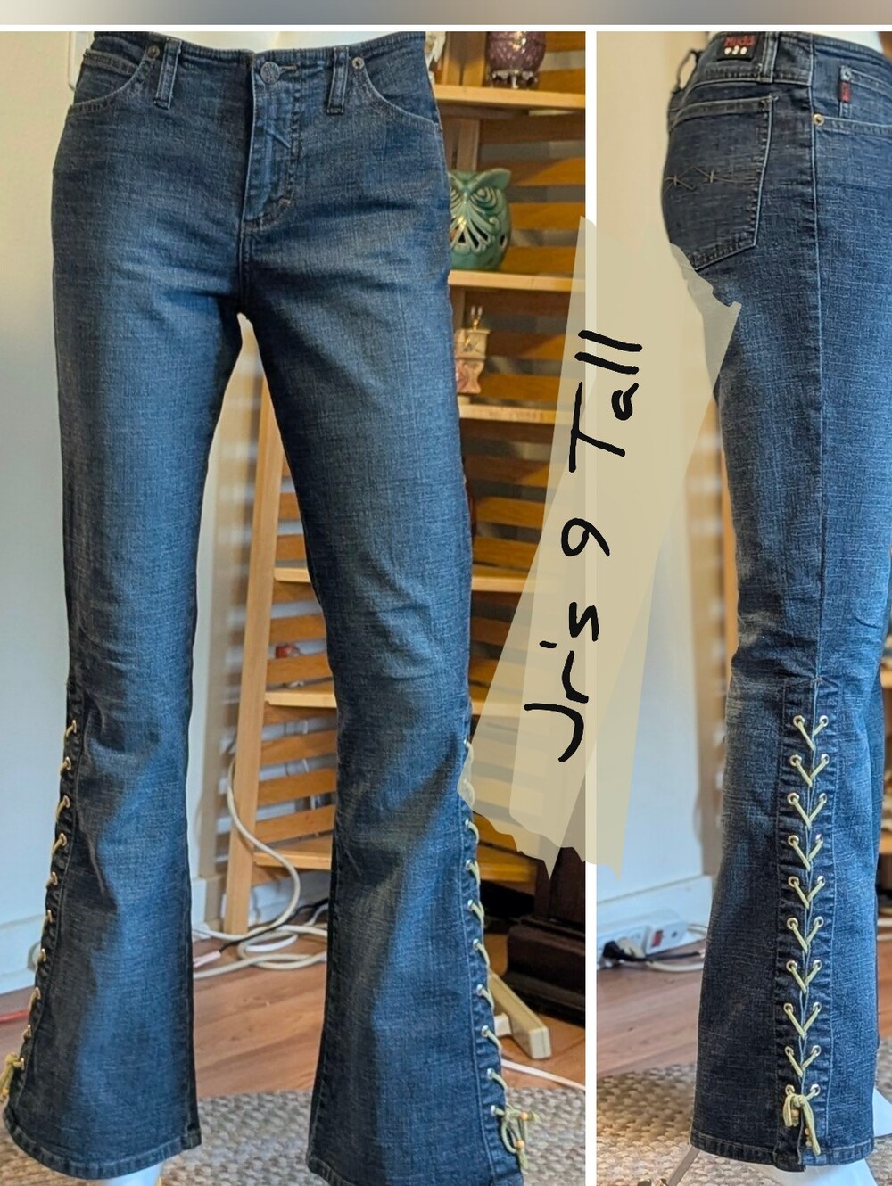 Y2K Mudd Yo! Dark Wash Lace-Up Flared Women's Tall Jeans